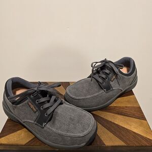 Orthofeet Shoes Men Gray Orthopedic Porto Canvas Loafer US 8.5 Extra Wide Walkin
